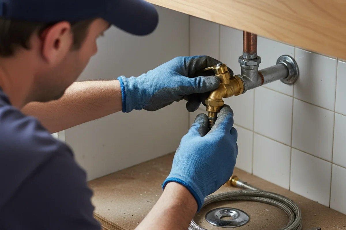 Shutoff valve and fitting work during Faucet and Fixture Repair in Combs